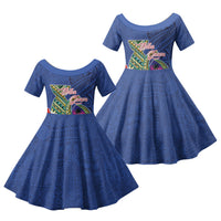 Guam Chamorro Family Matching Summer Maxi Dress and Hawaiian Shirt Tribal Latte Stone and Seal Artwork Polynesian Patterns LT03 Daughter's Dress Multicolor - Polynesian Pride