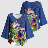 Guam Chamorro Kimono Sleeve Blouse Tribal Latte Stone and Seal Artwork Polynesian Patterns LT03 - Polynesian Pride