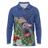 Guam Chamorro Long Sleeve Polo Shirt Tribal Latte Stone and Seal Artwork Polynesian Patterns LT03 Multicolor - Polynesian Pride
