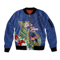 Guam Chamorro Sleeve Zip Bomber Jacket Tribal Latte Stone and Seal Artwork Polynesian Patterns LT03 Unisex Multicolor - Polynesian Pride