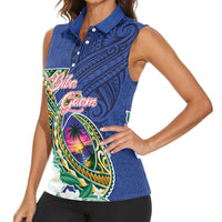 Guam Chamorro Women Sleeveless Polo Shirt Tribal Latte Stone and Seal Artwork Polynesian Patterns LT03 - Polynesian Pride