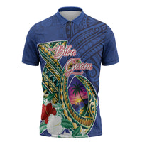 Guam Chamorro Zipper Polo Shirt Tribal Latte Stone and Seal Artwork Polynesian Patterns LT03 Multicolor - Polynesian Pride
