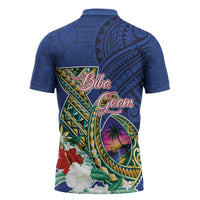 Guam Chamorro Zipper Polo Shirt Tribal Latte Stone and Seal Artwork Polynesian Patterns LT03 - Polynesian Pride