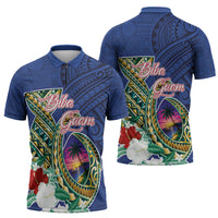 Guam Chamorro Zipper Polo Shirt Tribal Latte Stone and Seal Artwork Polynesian Patterns LT03 - Polynesian Pride