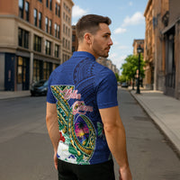 Guam Chamorro Zipper Polo Shirt Tribal Latte Stone and Seal Artwork Polynesian Patterns LT03 - Polynesian Pride