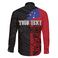 Personalised Samoa 685 Family Matching Long Sleeve Bodycon Dress and Hawaiian Shirt Siapo Pattern and Samoa Flag Design
