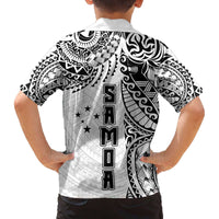 Samoa 685 Art Traditional Tattoo Pattern Family Matching Off The Shoulder Long Sleeve Dress and Hawaiian Shirt White Color