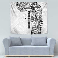Samoa 685 Art Traditional Tattoo Pattern Tapestry White Color