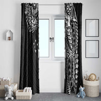 Samoa 685 Art Traditional Tattoo Pattern Window Curtain Black Color