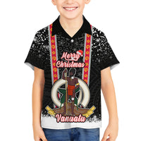 Vanuatu Christmas Family Matching Off Shoulder Maxi Dress and Hawaiian Shirt Polynesian Tribal Snow Style LT03 Son's Shirt Black - Polynesian Pride