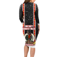 Vanuatu Christmas Long Sleeve Bodycon Dress Polynesian Tribal Snow Style LT03 - Polynesian Pride
