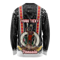 Personalised Vanuatu Christmas Long Sleeve Shirt Polynesian Tribal Snow Style LT03 - Polynesian Pride