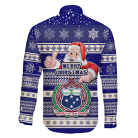 Samoa Christmas Family Matching Off Shoulder Long Sleeve Dress and Hawaiian Shirt The Santa Coat of Arms with Samoa Bracelet Pattern LT03 - Polynesian Pride