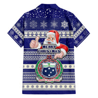 Samoa Christmas Family Matching Off Shoulder Maxi Dress and Hawaiian Shirt The Santa Coat of Arms with Samoa Bracelet Pattern LT03 - Polynesian Pride