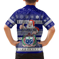Custom Samoa Christmas Family Matching Off Shoulder Maxi Dress and Hawaiian Shirt The Santa Coat of Arms with Samoa Bracelet Pattern LT03 - Polynesian Pride