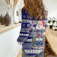 Custom Samoa Christmas Women Casual Shirt The Santa Coat of Arms with Samoa Bracelet Pattern LT03 - Polynesian Pride