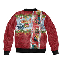 New Zealand Merry Christmas Sleeve Zip Bomber Jacket Maori Animals, Koru Tattoo - Red Xmas Style