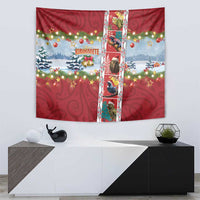 New Zealand Merry Christmas Tapestry Maori Animals, Koru Tattoo - Red Xmas Style
