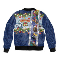 New Zealand Merry Christmas Bomber Jacket Maori Animals, Koru Tattoo - Blue Xmas Style