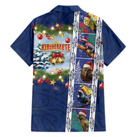 New Zealand Merry Christmas Family Matching Summer Maxi Dress and Hawaiian Shirt Maori Animals, Koru Tattoo - Blue Xmas Style LT03 - Polynesian Pride