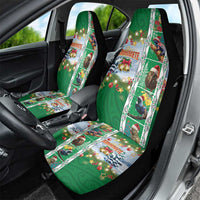 New Zealand Merry Christmas Car Seat Cover Maori Animals, Koru Tattoo - Green Xmas Style LT03 - Polynesian Pride