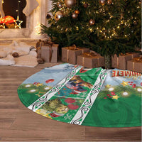 New Zealand Merry Christmas Tree Skirt Maori Animals, Koru Tattoo - Green Xmas Style