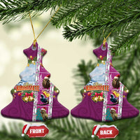 New Zealand Merry Christmas Ceramic Ornament Maori Animals, Koru Tattoo - Pink Xmas Style