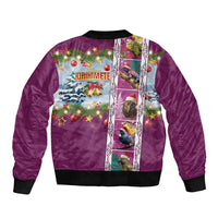 New Zealand Merry Christmas Sleeve Zip Bomber Jacket Maori Animals, Koru Tattoo - Pink Xmas Style