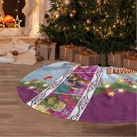 New Zealand Merry Christmas Tree Skirt Maori Animals, Koru Tattoo - Pink Xmas Style
