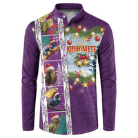 New Zealand Merry Christmas Button Sweatshirt Maori Animals, Koru Tattoo - Purple Xmas Style LT03 Purple - Polynesian Pride