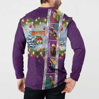 New Zealand Merry Christmas Button Sweatshirt Maori Animals, Koru Tattoo - Purple Xmas Style LT03 - Polynesian Pride