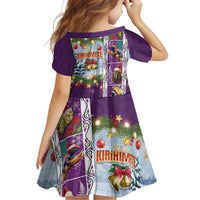 New Zealand Merry Christmas Family Matching Long Sleeve Bodycon Dress and Hawaiian Shirt Maori Animals, Koru Tattoo - Purple Xmas Style