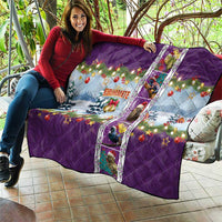 New Zealand Merry Christmas Quilt Maori Animals, Koru Tattoo - Purple Xmas Style