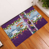 New Zealand Merry Christmas Rubber Doormat Maori Animals, Koru Tattoo - Purple Xmas Style