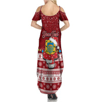 Personalised Tuvalu Christmas Summer Maxi Dress Snowman and Tuvalu Coat of Arms Maori Tribal Xmas Style LT03 - Polynesian Pride