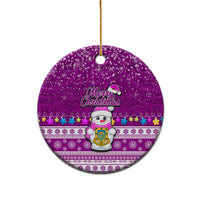 Tuvalu Christmas Ceramic Ornament Snowman Hugs Tuvalu Coat of Arms Maori Pattern Pink Style LT03 - Polynesian Pride
