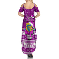 Tuvalu Christmas Family Matching Summer Maxi Dress and Hawaiian Shirt Snowman Hugs Tuvalu Coat of Arms Maori Pattern Pink Style LT03 - Polynesian Pride