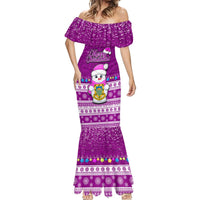 Personalised Tuvalu Christmas Mermaid Dress Snowman Hugs Tuvalu Coat of Arms Maori Pattern Pink Style LT03 - Polynesian Pride