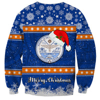 Marshall Islands Christmas Sweatshirt Santa Claus and Coat of Arms Mix Polynesian Xmas Style LT03 - Polynesian Pride
