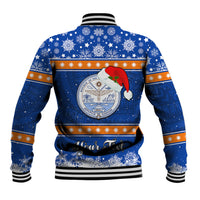 Personalised Marshall Islands Christmas Baseball Jacket Santa Claus and Coat of Arms Mix Polynesian Xmas Style LT03 - Polynesian Pride