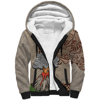 Hawaii Sherpa Hoodie Aloha Volcano Mix Kakau Hawaiian Tribal LT03 Unisex Beige - Polynesian Pride