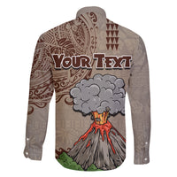 Aloha Volcano Custom Family Matching Long Sleeve Bodycon Dress and Hawaiian Shirt Mix Hawaiian Kakau Tribal LT03 - Polynesian Pride