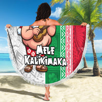 Hawaii Mele Kalikimaka Beach Blanket Santa Playing Ukele Mix Kakau Pattern Xmas Style LT03 - Polynesian Pride