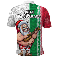 Hawaii Mele Kalikimaka Polo Shirt Santa Playing Ukele Mix Kakau Pattern Xmas Style LT03 - Polynesian Pride