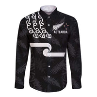 New Zealand Rugby Custom Long Sleeve Button Shirt The Champions Aotearoa LT03 Unisex Black - Polynesian Pride