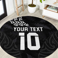 New Zealand Rugby Custom Round Carpet The Champions Aotearoa LT03 Black - Polynesian Pride