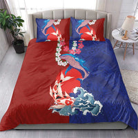 Hawaiian and Japanese Together Bedding Set The Whale and Koi Fish with Hinomaru and Lei LT03 - Polynesian Pride