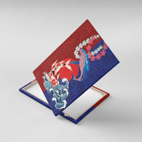 Hawaiian and Japanese Together Canvas Wall Art The Whale and Koi Fish with Hinomaru and Lei