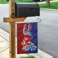 Hawaiian and Japanese Together Garden Flag The Whale and Koi Fish with Hinomaru and Lei