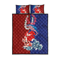 Hawaiian and Japanese Together Quilt Bed Set The Whale and Koi Fish with Hinomaru and Lei